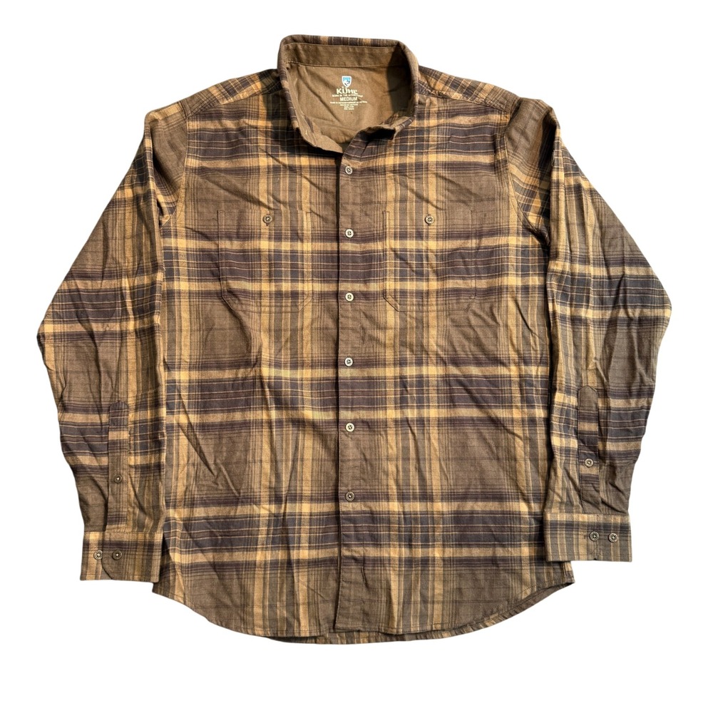 KUHL Mens Brown Plaid Long Sleeve Button Down Shirt Medium Outdoor Gorpcore
